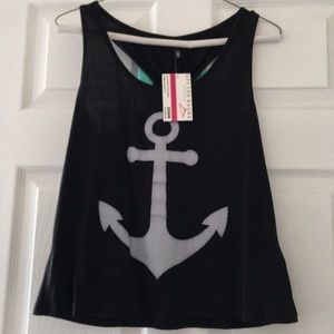 Medium black anchor tank new with tags